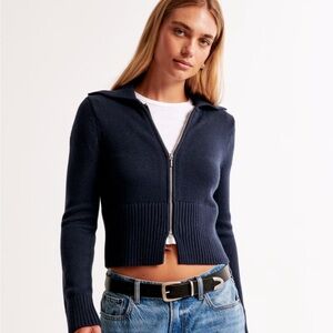 Abercrombie navy blue zip up sweater